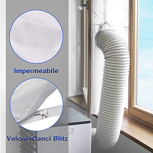 Joint de fenêtre pour climatiseur mobile et sèche-linge à évacuation d'air, climatisation,Hot Air Stop avec fermeture éclair pour fixation sur fenêtre,fenêtre battante/fenêtre de climatisation,400 cm - Image 4