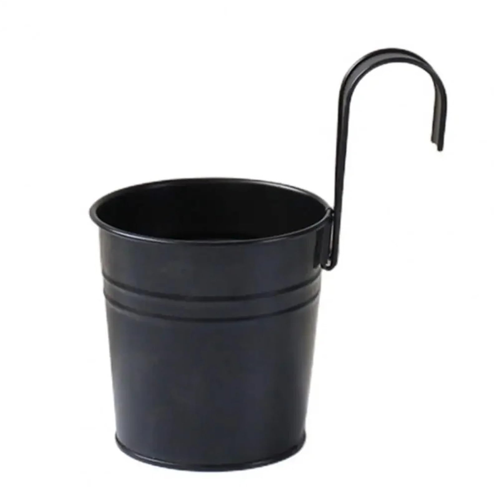 RTBVGHJIK 2pcs Iron Hanging Flower Pot Balcony Planter With Detachable Hook Solid Color Herb for Outdoor Plants(Black)