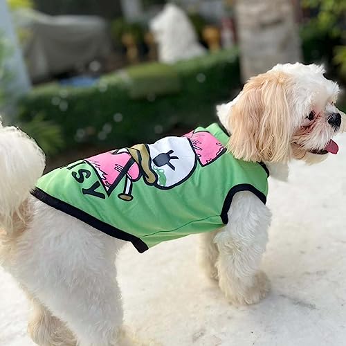 Image of Lulala Dog Shirt with Daisy Print, Pet Summer T-Shirts Sweatshirt Fashion Outfit Vests Breathable Dog Clothes Outfit, Clothes Pet Apparel for Dogs, Cats (Green, 30 INCH)