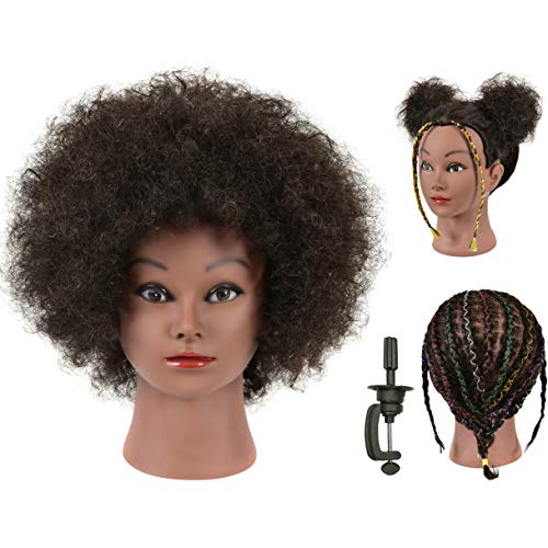FUTAI Kinky Curly 100% Human Hair Mannequin Head for Hair Practice & Training