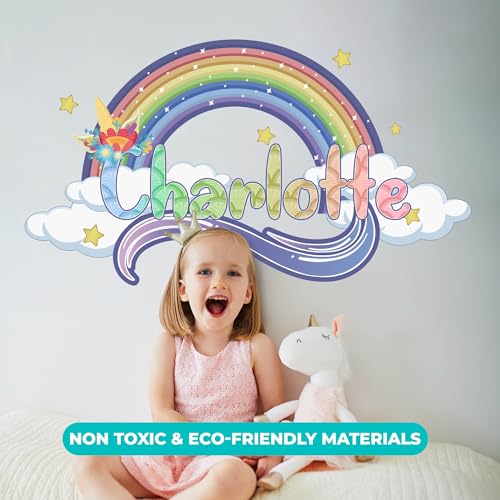Vinilo decorativo personalizado arcoíris y unicornio para habitación miniatura 5