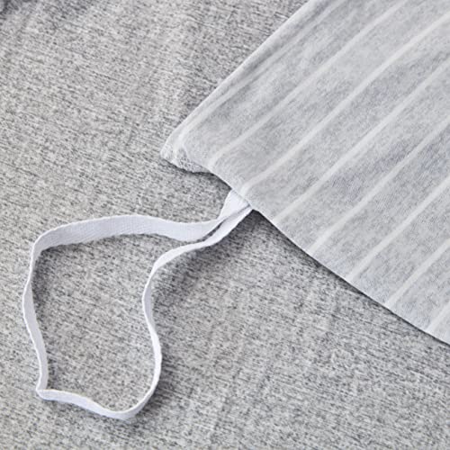 Melingo Jersey Duvet Cover King Set Of 3, Soft Gray And White Striped Duvet Cover With Zipper Closure And Corner Ties #TOP6