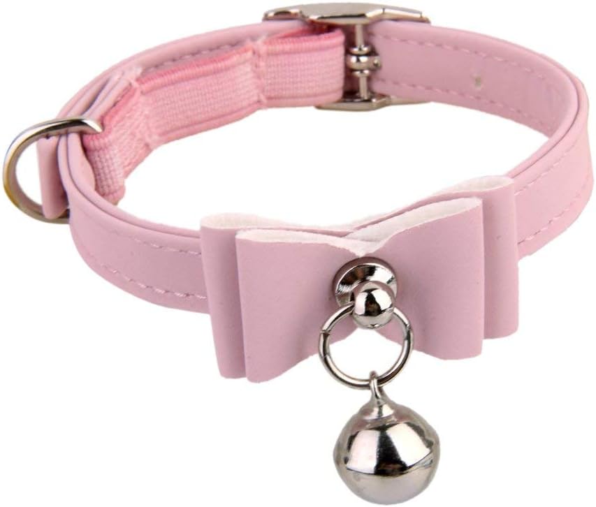 Adjustable Pet Kitten Cat Safety Collar Bell Buckle Neck (Pink),Velvet,(Pack Of 1),11.4X3.9X1.9 In - 29 X 1 Cm