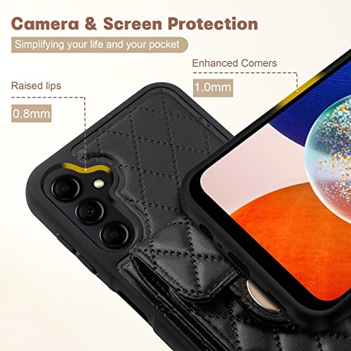 Coolden For Samsung Galaxy A14 5G Case Wallet, Galaxy A14 Women Crossbody Wallet Cases Quilted Leather Phone Cover With 6 Credit Card Holder, Protective Purse Case Flip Cover For A14 5G 6.6 Inch #TOP3
