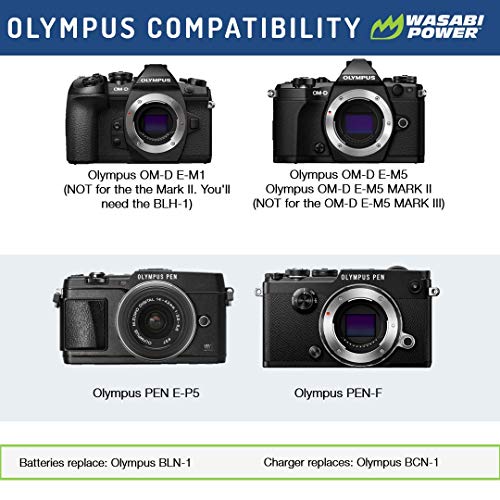 Wasabi Power Battery (2-Pack) And Charger For Olympus Bln-1, Bcn-1 And Olympus Om-D E-M1, Om-D E-M5, Pen E-P5 #TOP1