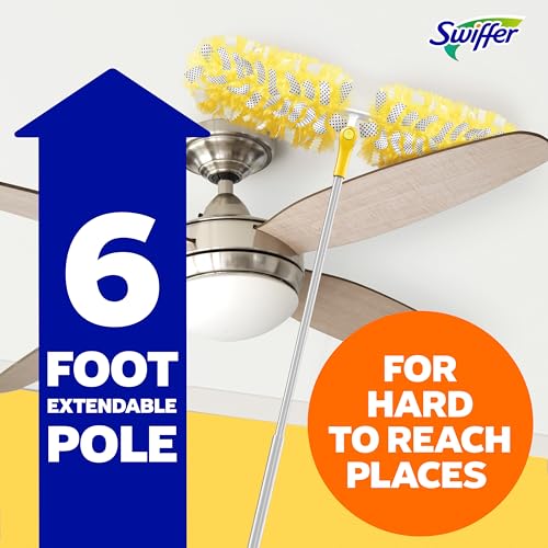 swiffer duster kit with 6 ft super extendable handle heavy duty starter kit with 8 refills