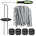 Bakulyor 50 Weed Control Membrane Pegs + 50 Buffer Washer, 6"/150mm Weed Mat Metal Garden Landscape Staples Artificial Grass Pins Ground Cover Mossing Fabric Artificial Barrier Pegs Accessories