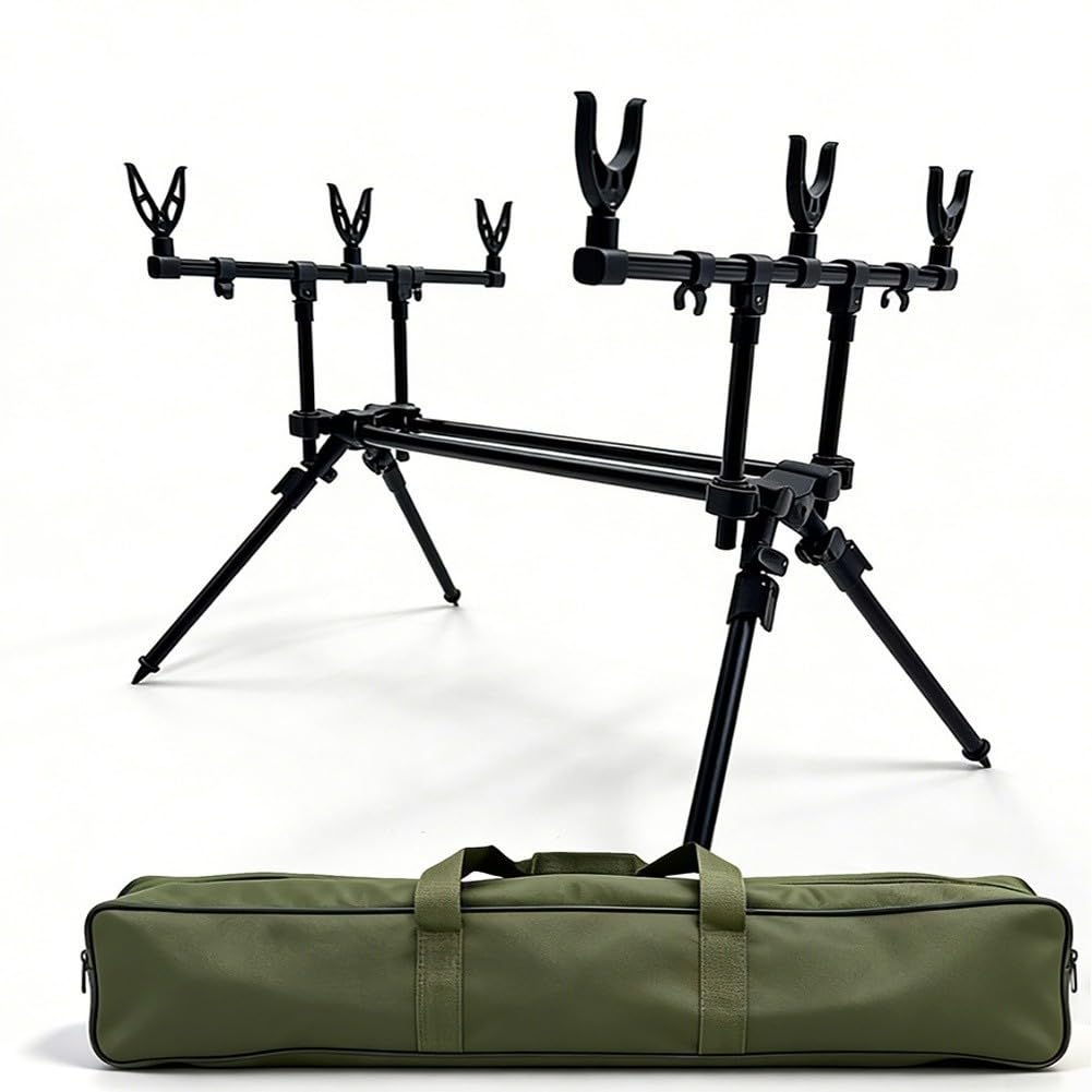 Allungabile Carp Fishing Stand 63-110cm Lega di Alluminio | Robusta lega di alluminio, capacità a 3 canne, altezza regolabile, ideale per pesca alla carpa, rive del lago