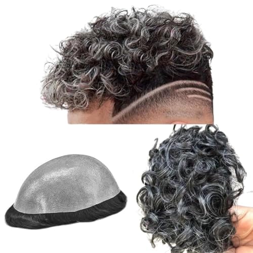 Toupet pour hommes contre la calvitie en cheveux naturels ondulés PU 25x20