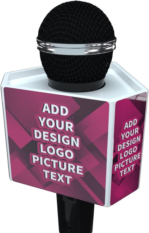 Caja de micrófono personalizada Logo personalizado Cubo Hexágono micrófono bandera (blanco)