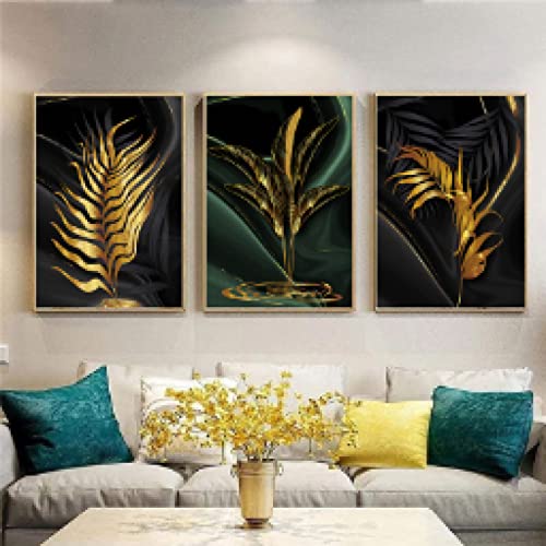 Affiche Toile Vert et Or Style Nordique 20x30cm - Décoration Murale Salon Moderne