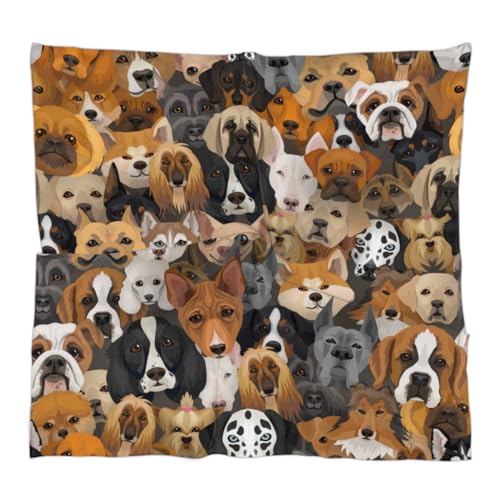 Animal Dog Pattern Silk Like Head Scarf for Women 23.6” Square Satin Hair Scarf Fashion Print Pattern Scarves Silk Feeling Neckerchief Bandana Lightweight Handbag Accessories
