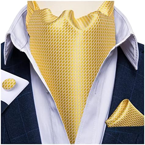 WOODOR Men Vintage Black Floral Tie Self British Style Gentleman 100% Silk Cravat Necktie Pocket Square Cufflinks 3pc Set fulfill (Color : ASC-2001, Size : 1)