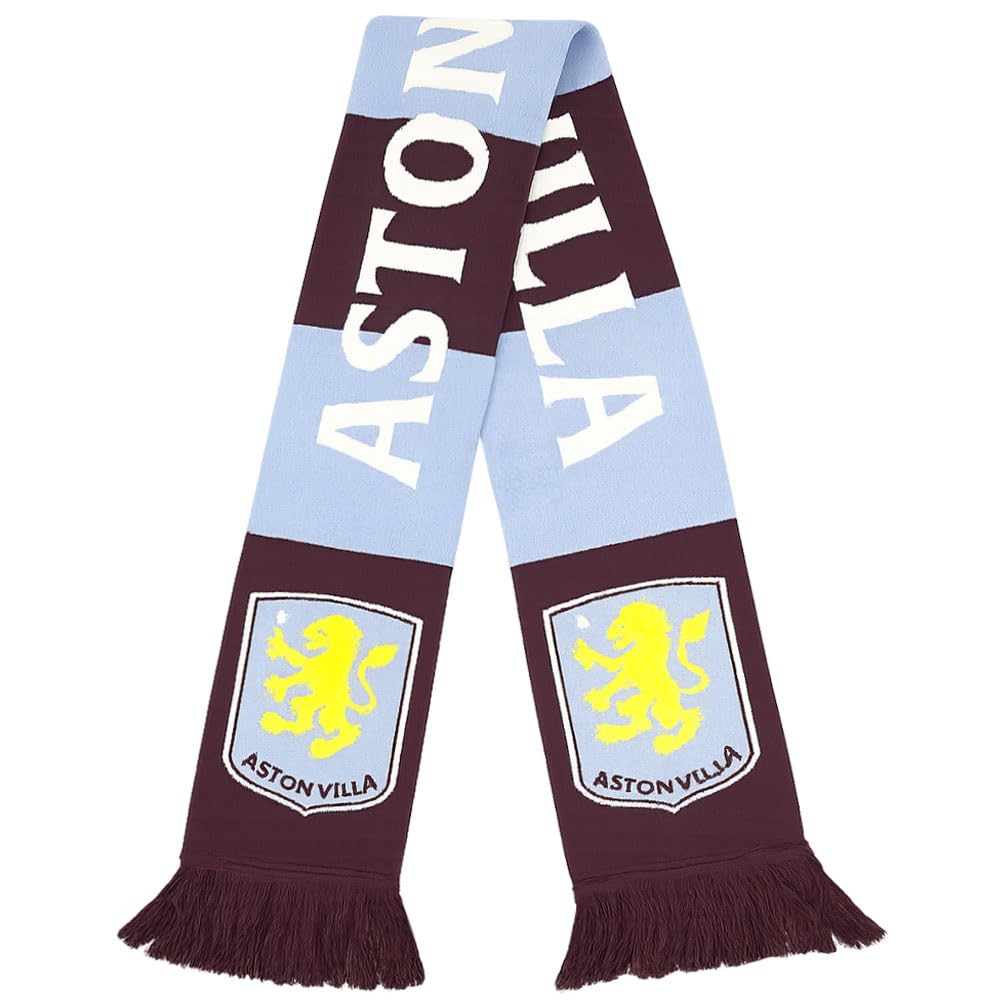 Hy-Pro Officially Licensed Aston Villa F.C Scarf - Stripe Design, Supporters' Scarf with Iconic Club Branding