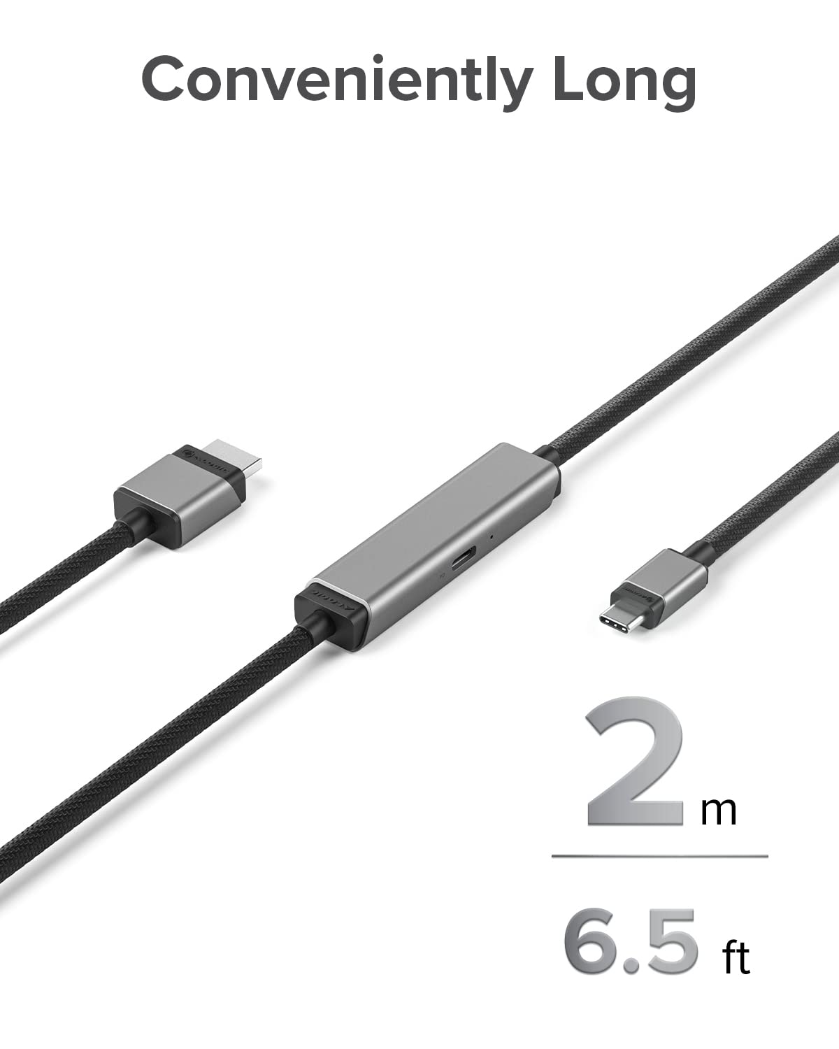 ALOGIC Cavo Ultra da USB-C a HDMI, display esterno 4K, alimentazione da 100 W, qualità premium, cavo intrecciato in nylon con alloggiamento in metallo, compatibile con Windows, Mac e Chromebook-2M