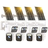 Luovisee Dual Lens Outside Cameras for Home Security Cameras 4 Pack,2.4G & 5G WiFi,Solar Battery Powered Camera with AI Motion Siren,SD/Free Cloud Storage,No Monthly Fee,Color Night Vidion,Waterproof