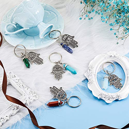 9 Pieces Crystal Keychain Hamsa Charm Hamsa Hand Keychain Ring Lucky Hamsa Evil Eye Keychain With Healing Stone For Women Girls Protection #TOP5