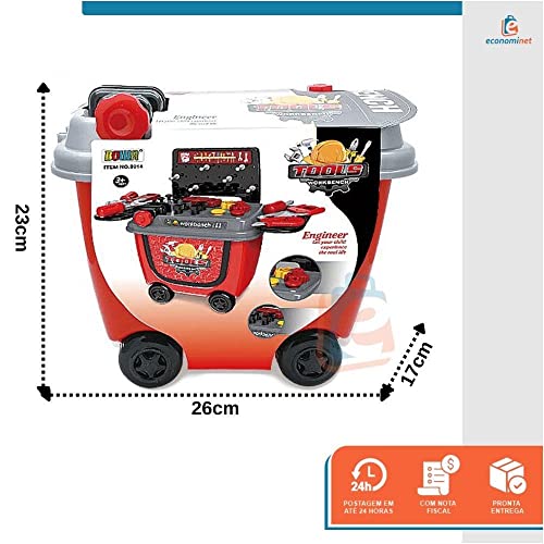 Brinquedo Maleta Ferramenta Bancada Infantil Carrinho 2 em 1