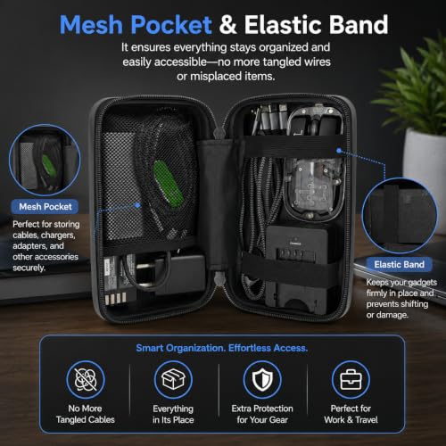 Image of Aliens Travel Gadget Organiser Case Bag, Hardshell ABS Material, Shockproof, Water-Resistant Travel Storage Pouch for HDD /SSD, Gadget Organiser, Cable, Charger, Smartphone, airpods, Power Bank-Grey