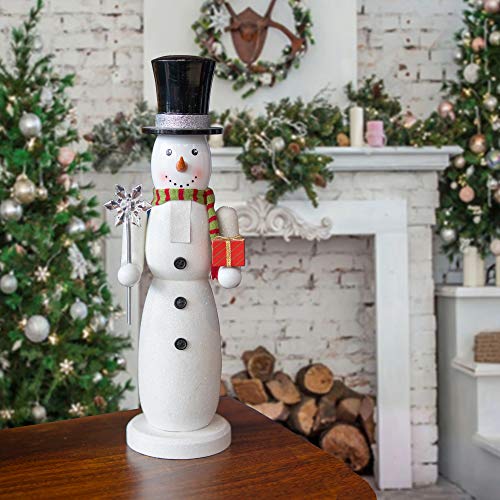 Funpeny 14" Christmas Decorative Nutcracker, Handmade Wooden Snowman Traditional Nutcracker, Glittery Toy Holiday Present, Festive Collectible Nutcracker, Winter Tabletop Christmas Decorations #TOP7