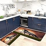 Effektiver Bodenschutz - Kitchen Mat Set: Das Paket enthält 2 Stück Küchenteppiche (44x75cm + 44x120cm) mit gewebtem Stoff, um Ihren Küchenboden vor Flecken zu schützen und Ihnen Ärger zu ersparen. Das Material sorgt für mehr Dämpfung und schont somit auch den Boden.