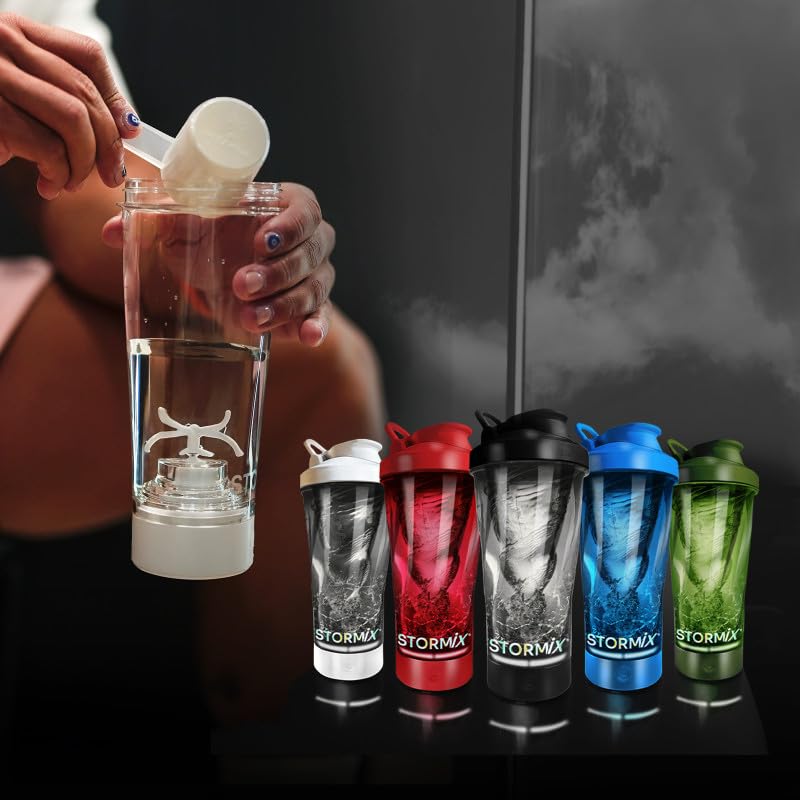 Stormix - Shaker elettrico | Mixer di alta qualità | Preparazione omogenea per proteine, pre Workout | Capacità 700 ml | Tritan e ABS, senza BPA | Basso volume sonore | Ricaricabile USB