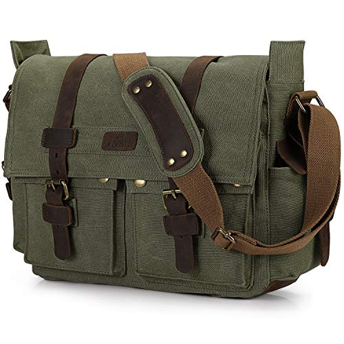 S-ZONE Vintage Camera Messenger Bag Leather Canvas DSLR Shoulder Crossbody Bag (Best Retro Style Camera)