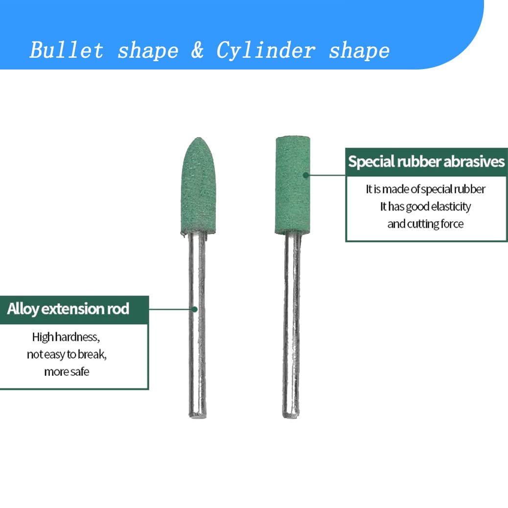 Luo ke 100 Pcs 𝐑𝐮𝐛𝐛𝐞𝐫 𝐏𝐨𝐥𝐢𝐬𝐡𝐢𝐧𝐠 Bits - 1/8 Inch Shank Silicone Rubber Buffing Polishing Kits for Dremel Rotary Tool