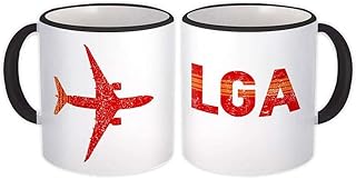 USA LaGuardia Airport New York LGA : Gift Mug Travel Airline Pilot AIRPORT - White w/Black Handle