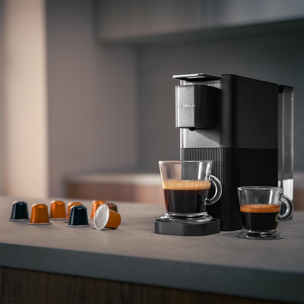 Cecotec Macchina Caffè Capsule Power Caps 20+. Descaling Tablets 1400W, 20Bar, Compatibile Capsule Nespresso, Serbatoio Acqua 700ml, Thermoblock, Antiscivolo, Altezza Regolabile, Facile Pulizia