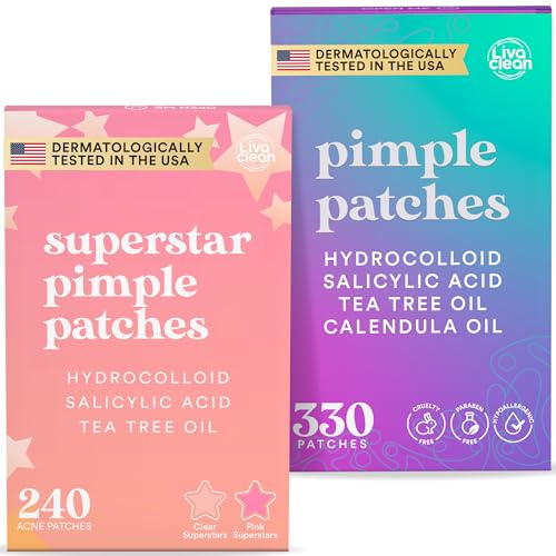 Livaclean 240 Star + 330 Round Hydrocolloid Acne Patches Bundle