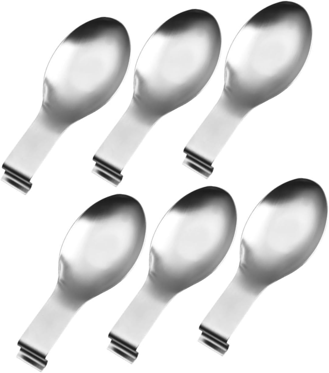 6Pcs Stainless Steel Spoon Rest Utensil Holder for Pot Kitchen Countertop Cooking Tool Organizer for Spoons Ladles Spatulas Prevents Mess and Rolling