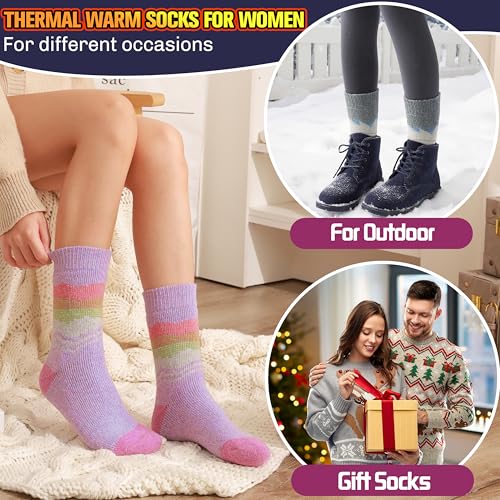 Image of 3 Pairs Thermal Warm Socks for Men & Women Thick Winter Extra Warm Insulated Boot Ski Socks for Cold Weather