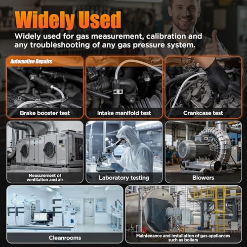 Digital Differenzdruckmessgerät Dual-Port HVAC Gas Manometer -100-200Kpa 10 Wählbare Einheiten Luftdruck-Messgerät,Datensperrung & -Speicherung