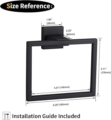 Miniatura 6 de GERZWY Moderno soporte de toalla negro SUS304 de acero inoxidable toallero anillo de toalla para baño Lavatorio montaje en pared estilo