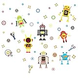 Clicitina Comic-Roboterwandaufkleber für Wohnzimmer Schlafzimmer kreative Wandaufkleber Schrift Personalisiert (A, One Size)