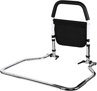 Adjustable Bed Rail for Seniors Elderly, Bed Safety & Assisting Rails, Bed Assist with Nylon Mesh Pocket, Height Adjustable, Easy Assembly - LIVINGbasics