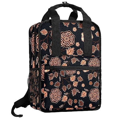 Sac à dos garçons vintage noir à motif floral élégant et confortable pour la rentrée scolaire