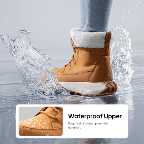 NORTIV 8 Women's Winter Boots Ankle Waterproof Lightweight Snow Sneaker Boots,Size 8.5,TAN,SNSB241W