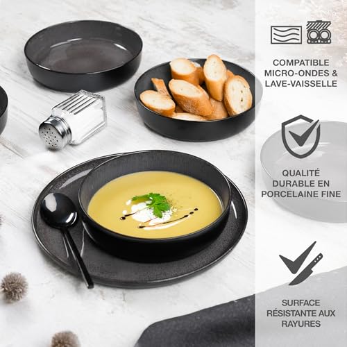 Service de table 6 personnes Moritz & Moritz vaisselle anthracite 18 pièces