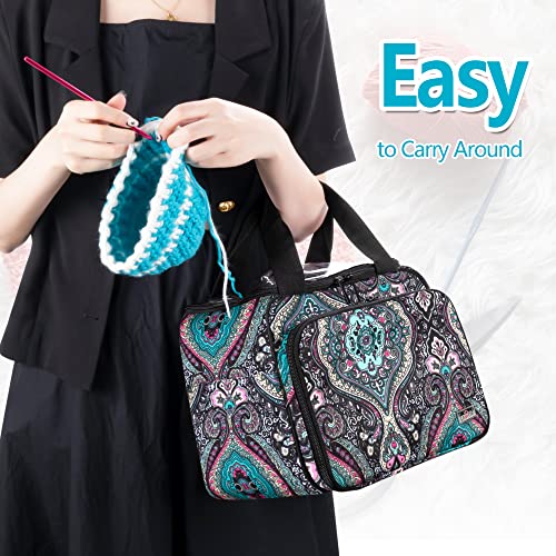 image for LoDrid Small Yarn Storage Bag with 2 Grommets, Portable Knitting Tote 