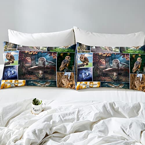 Loussiesd 3D Owl Duvet Cover Cute Animals For Kids Girls Boys Bedding Set Jungle Owl Comforter Wildlife Quilt Cover Wild Animal Bedspread Home Decor King Size - Image 4