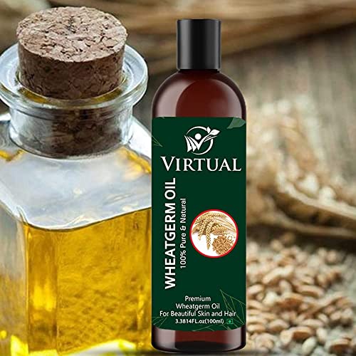 Image of VIRTUAL Pure Wheat Germ Essential Oil For Stronger Hair, Body Skin Care, Moisturizing Dry Skin, Eyelash & Nails Cold Pressed Oil With No Mineral & Silicones
