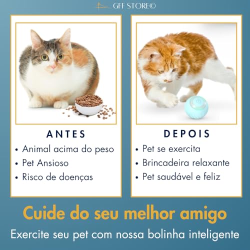 Bola para Pet Inteligente Giratória Interativa Brinquedo para Gatos e Cachorros com Movimento Automá