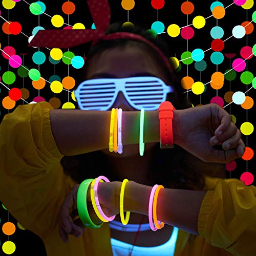 50 Pieces Neon Glow Balloons Glow In The Dark Supplies For Glow Neon Party, 12 Inch Blacklight Polka Dots Latex Balloons And 157 Inch Neon Paper Circle Dots Garland (Transparent, Fresh Style) #TOP3