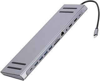 USB Dock Station, 12 in 1 Multiport Adapter Docking Stations, 3.0 USB Port Adapter Hub, 5.0 Gbps Transmission Speed Data Dongle, USB C Docking Station, USB Dock Port Plug and Play for Laptop Computer