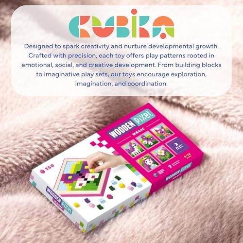 Image of CUBIKA Mosaic Wooden Pixels - Montessori Puzzle for Toddlers - 250-Piece Wooden Puzzles for Toddlers- Educational Travel-Friendly Kids Puzzles Ages 2-4 - FSC Wood, German Water-Based Paints