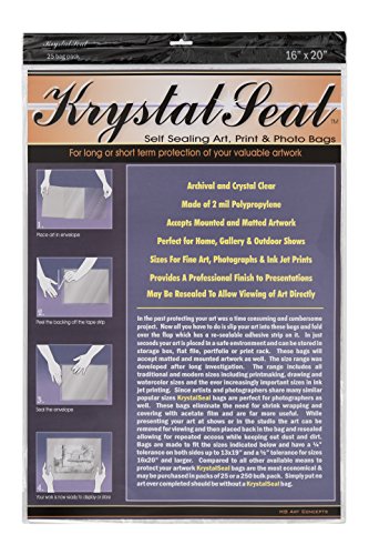 Creative Mark Krystal Seal Art and Photo Bags - Resealable Archival Storage Bags Art Sleeves Plastic Bag Used For Protecting Artwork Resealable With Adhesive Strip - [25 Pack - 16 x 20"]