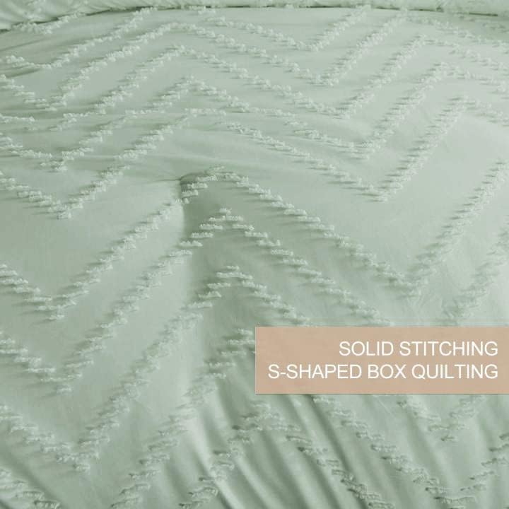 Miniatura 6 de Nanko - Juego de edredón tamaño King, jacquard capitoné, bohemio suave, reversible, microfibra, edredón y 2 fundas, todas las estaciones, juego