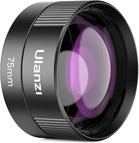 ULANZI CL-003 Lente macro de telefone, lente de câmera de telefone HD 75 mm para rosca de 17 mm, compatível com iPhone Samsung capa de gaiola para smartphone com adaptador de 17 mm